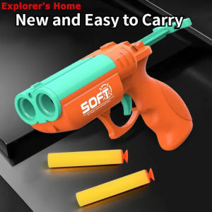 New double-hole mini competitive shooting combat soft bullet gun EVA soft bullet rear pull loading boy girl pistol toy unlimited crowd childrens birthday gift