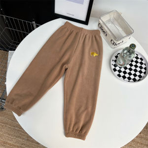 Thickened Double-sided Fleece School Pants Childrens Autumn Winter Orlon Pants Boys Girls Campus Trousers Casual Long Pants