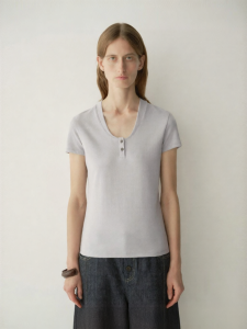 INSIS FEMME | Elegant Simple Literary Henry Collar T-Shirt Women
