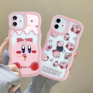 Rixuan Case for VIVO Y27 Y16 2022 Y35 Y22 Y21s V25e V25 5G Vivo Y15s Y15A Y33s Y20s Y12i Y01 Y21A Y21 Y12 Y12s Y1s Y15 Y91C Y17 Y30 Y21T Y11 U10 Wavy Frame Case Cute Kirby Pig Cartoon Soft TPU Shockproof Phone Cover