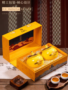 High-End Ceramic Tea Leaf Storage Box Empty Gift Box Gold Bud Tea Canister Royal Style Packaging Box Handmade Porcelain Box