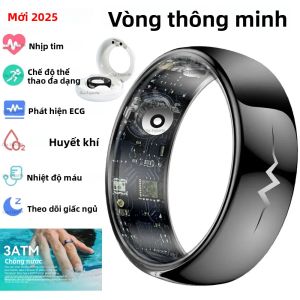 Nhẫn Thông Minh 2025 Theo Dõi Điện Tâm Đồ/huyết Áp & Giấc Ngủ Chống Nước 5ATM Thiết Bị Theo Dõi Thể Dục Đa Chức Năng Với Nhiều Chế Độ Thể Thao Dành Cho Nam & Nữ