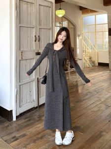 Váy Dài Tay Dài Mùa Thu Phong Cách Ngọt Ngào Thanh Lịch Giản Dị Váy Dài Dệt Kim Váy Dài Ôm Sát Váy Dài Cho Nữ