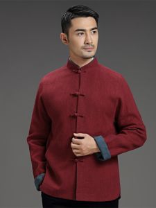 ชุดจีนเสื้อคลุมแขนยาวสไตล์จีนสำหรับผู้ชายชุดผู้ชายฤดูใบไม้ผลิและฤดูใบไม้ร่วงผ้าฝ้ายผสมผ้าลินินสำหรับวัยรุ่นและวัยกลางคนชุดฮั่นฝูกระดุมจีนแนววินเทจสไตล์จีน