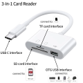 2025 Phone Card Reader SD3-in-1 Converter Adapter Universal Tablet Connection USB Flash Drive Type-C TF CF SD Memory Card Reader. 