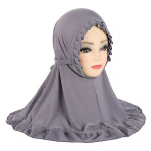 H364 Beautiful Fit 3-6 Years Old Girls Cute Hijab Head Scarf With Crinkles Baby Muslim Shawl Turban Caps