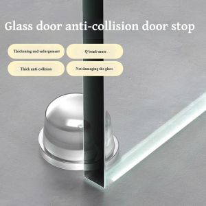 Glass door silent anti-collision door stop bathroom door opening blocking magic tool no need to drill holes top door block