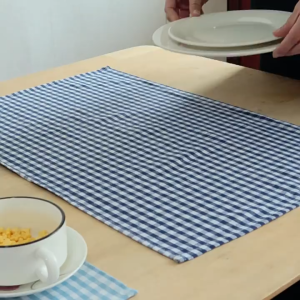 100% Cotton Plaid Placemat Korean Simple Coaster Heat Resistant Table Mat Tablecloth