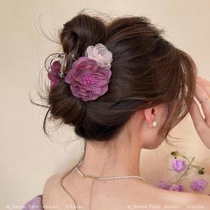 กิ๊บติดผมรูปดอกไม้สีม่วง ทรงสัมผัสแห่งความหรูหรา สำหรับผู้หญิง คลิปหนีบผมสไตล์สัมผัสแห่งความหรูหราแบบย้อนยุค ใหม่ล่าสุด 2025