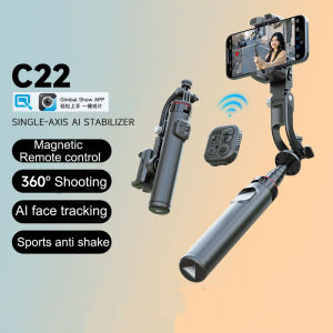 AI Face Tracking Handheld Gimbal Stabiliser 360° ShootMagnetic Remote Selfie Stick Tripod for Smartphone1/4 Screw for Camera