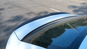 3pcs Universal Car Spoiler PVC Rubber Skirt Sporty Design DIY Double Sided Tape 3 in 1 Cuttable Sticker Black Trunk Lid Wing Rear Spoiler