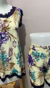 Model babydoll Setelan Baju dan Celana Pendek Wanita Dewasa Ukuran Standard/Allsize dan Jumbo Bahan Spandek-Renda Motif Bunga Cantik Adem Warna warni Nyaman Dipakai Bisa COD