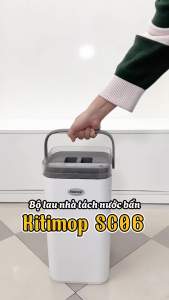 Bộ lau nhà tách nước bẩn KITIMOP SUPER CLEAN SC06 thùng tự giặt vắt bàn nhôm 36cm kèm 3 bông lau
