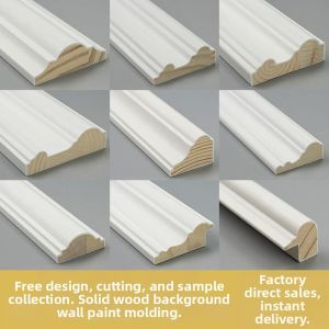 White Painted Wooden Decorative Trim Self-Adhesive