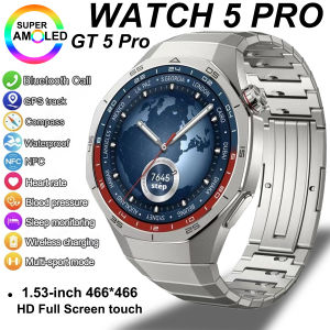 GT 5 Pro 2025 New SmartWatch: Men Women 466*466 HD Screen & 24h Blood Pressure Monitoring