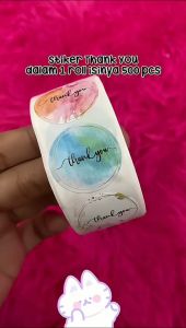 Indo- 500 PCS Stiker Thank You / Sticker Thank You Bulat / 1 Roll Stiker Thank You