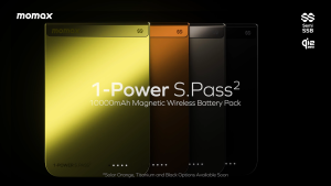 [CCC Certified] Momax [IP163Q22] 1-Power S.Pass² Qi2.2 Magnetic Wireless PowerBank 10000mAh