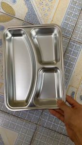 Khay cơm 3 ngăn sâu lòng inox cao cấp
