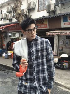 Japanese Style Wear Gingham Long Sleeve Shirt Coat Mens Cityboy Fancy Casual Shirt Trendy Early Spring Coat