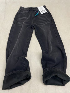 American Style High Waist Wide Leg Jeans Womens Loose Fitting Floor Length Pants Black Grey Slimming Effect Spring 2024