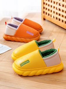 Waterproof Cotton Slippers Womens Autumn and Winter Bag Heel Home Non Slip For Home Warm Slugged Bottom Furry Confinement Cotton Shoes Outwear