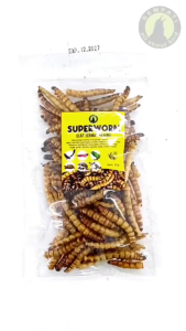 SEMPATI Superworm Super Worm Ulat Jerman Kering Pakan Extra Fooding EF Burung Murai Kacer Cendet Makanan Cemilan Snack Hewan Sugar Glider Hamster Landak Mini Iguana Gecko Kura-Kura Reptil Ikan Arwana