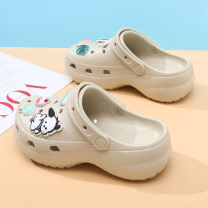 รองเท้าแตะส้นหนา Cloud Nine สำหรับผู้หญิงในช่วงฤดูร้อน รองเท้าแตะชายหาดแบบลำลอง รองเท้าแตะแบบสวมหัว ส้นสูงปานกลาง พื้นรองเท้า EVA