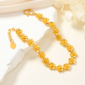 Gold Plated Brass Flower Love Bracelet Women Fashion Wedding Accessories