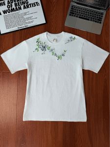 LIUBU | Floral Lilac Embroidery Short Sleeve Stylish Light-Weight T-shirt