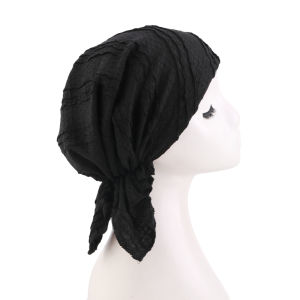 New Womens Muslim Hijab Hats Long Tail Head Wraps Pre-Tied Bandana Turban Solid color Chemo Beanie Headwraps Muslim Headwear