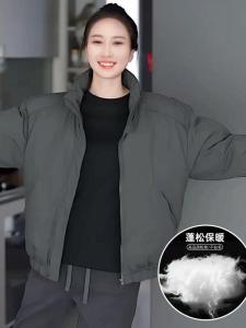 Deep Grey Stand Collar Winter Cotton Jacket Mens Thickened Warm Casual Fashionable Leisure Zipper Closure Long Sleeve Coat