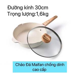 Chảo Đá Maifan Chống Dính Đế Phẳng Đường Kính 30cm Sử Dụng Trên Mọi Loại Bếp