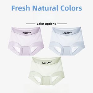 Miiow | Womens Ice Silk Briefs Summer Thin Pure Cotton Antibacterial No Trace Breathable Shorts Anti Exposure Safety Pants Mid Waist