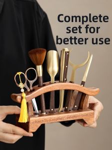 SHANGYANFANG | Tea Set with Six Gentlemen Tea Scissors Walnut Wood Tea Table Kung Fu Tea Accessories
