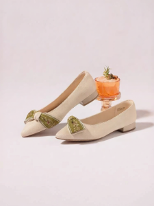 Reemoor | Embroidery Bow Low-Cut Shoes for Women