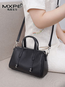 Fashionable Genuine Leather Handbag Commuter Womens Bag Casual Ladies Single Shoulder Slant Cross Bag Soft Boston Bag