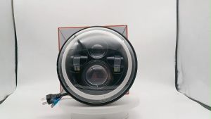 MOFOX E1 7Inch LED Headlights DRL Hi/Lo Beam 80W 8500LM Halo Ring Amber Angel Eye For Niva Motorcycle 4x4 UAZ 12-24V