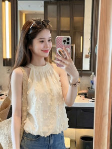 PAIBOLI | Charming Sweet Sleeveless Top 2026 French Style Graceful Flower Embellished Tank Top