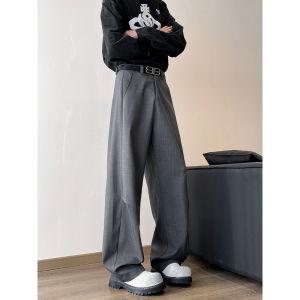 ZHUOCAN | Gray Pleated American Vintage Cleanfit Umbrella Trousers Men