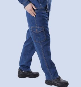 Thickened Denim Workwear Pants for Men with Multiple Pockets Loose And Wear-resistant Electric Welding Protective Clothing
