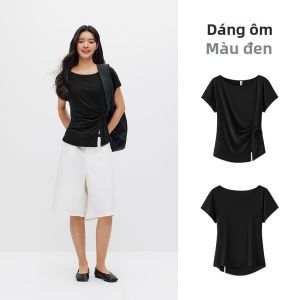 Semir | Áo Thun Ôm Dáng Cổ Trụ Ruffle Đính Nơ