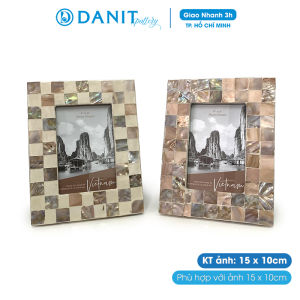 Khung ảnh để bàn Khung ảnh sơn mài gắn trai viền vuông xen kẽ dành cho ảnh 10x15cm ván MDF mặt kính làm quà tặng - Danit Pottery