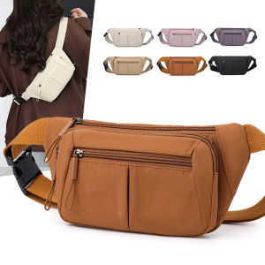 กระเป๋าคาดเอวแบบสะพายข้างแบบมีหลายชั้นสำหรับผู้หญิง กระเป๋าใส่โทรศัพท์มือถือและเหรียญแบบลำลอง น้ำหนักเบา ทนทานต่อการซับน้ำ กระเป๋าสะพายข้างแบบสะพายข้างแบบลำลอง