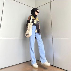 CELANA HAIGHWAIST JEANS LOOSE DENIM WANITA TERBARU