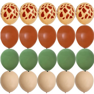 ชุดลูกโป่งลายเสือดาว/ยีราฟ20ชิ้น12นิ้วสำหรับเด็กสัตว์ป่าซาฟารีวันเกิดปาร์ตี้งานประดิษฐ์ทำมือ