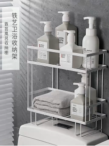 Toilet Rack Stainless Steel Bathroom Storage Organizer Shelf Toilet Shelf Rak Bilik Air Tandas No Drilling