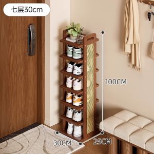 Narrow Multi-layer Bamboo Shoe Rack Simple Home Entrance Storage Shelf Space-saving No Assembly Required Residential Furniture