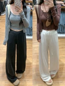 Loose American Style Womens Sweatpants Autumn Lazy Style Rice Noodle Pants Casual Wide Leg Straight Tube Sports Pants