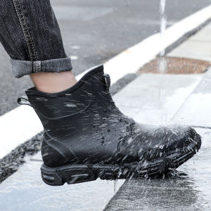 Short Tube Autumn Winter Pure Color Fishing Spring Summer Mens Boots Waterproof Shoes Mens Rain Boots Trendy Adult Car Wash Soft