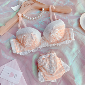 New Japanese Sweet Girl Cute Refreshing Lace Push up Thin Cup Bra Set Womens Intimates Underwear
